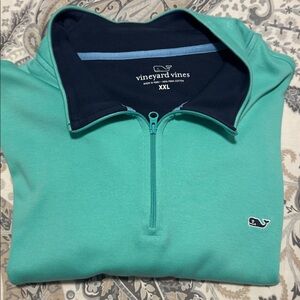 Vineyard Vines Aqua and Navy Pullover